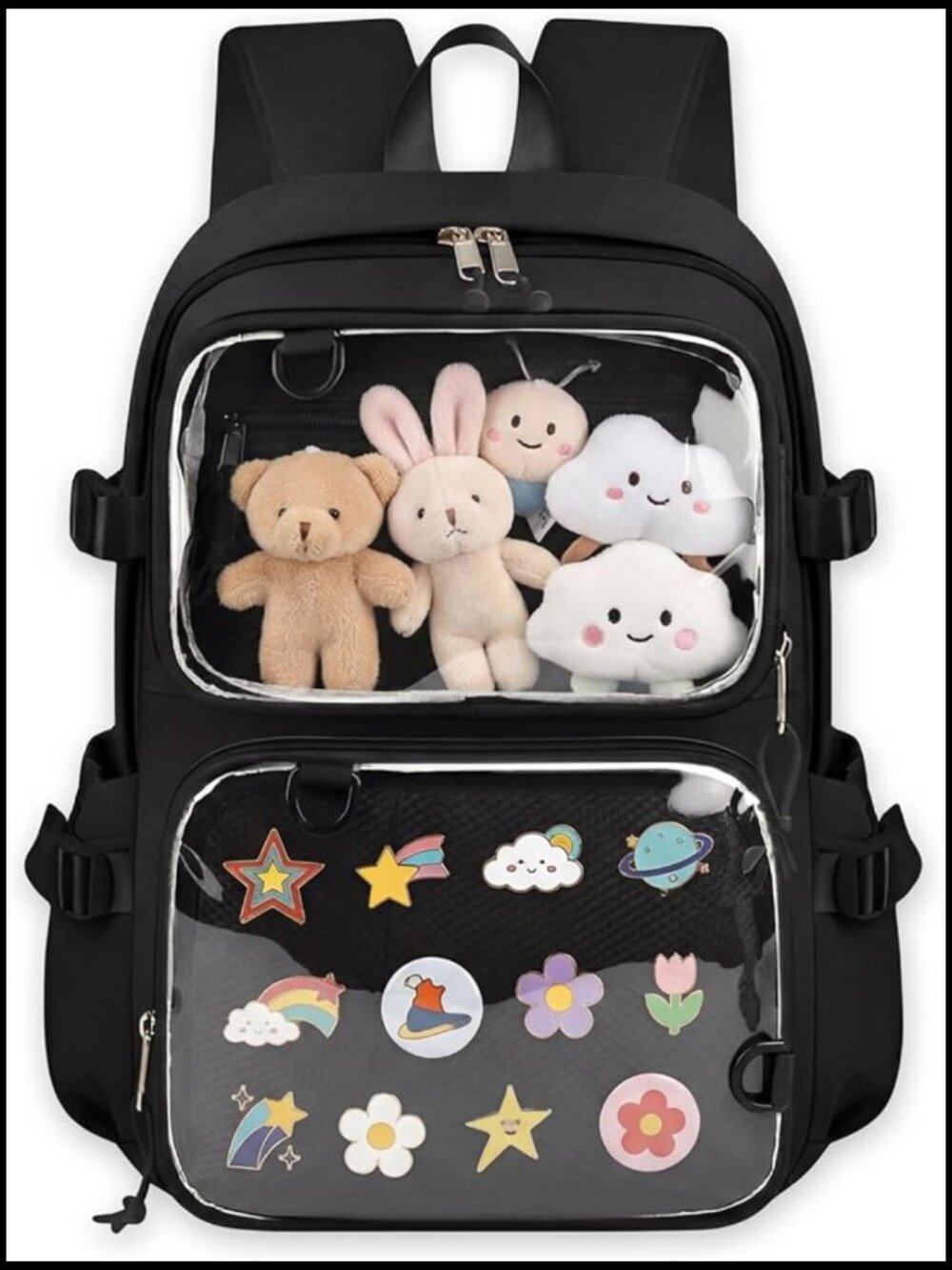 Large Ita Bag Backpack with Insert, Kawaii Pin Display Backpack for College